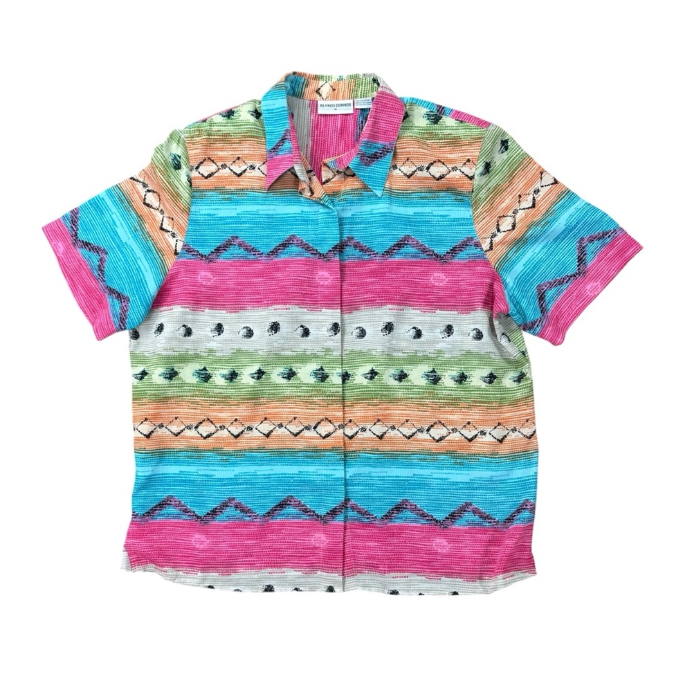 Woman’s Alfred Dunner bright colored button down short sleeve top size 16